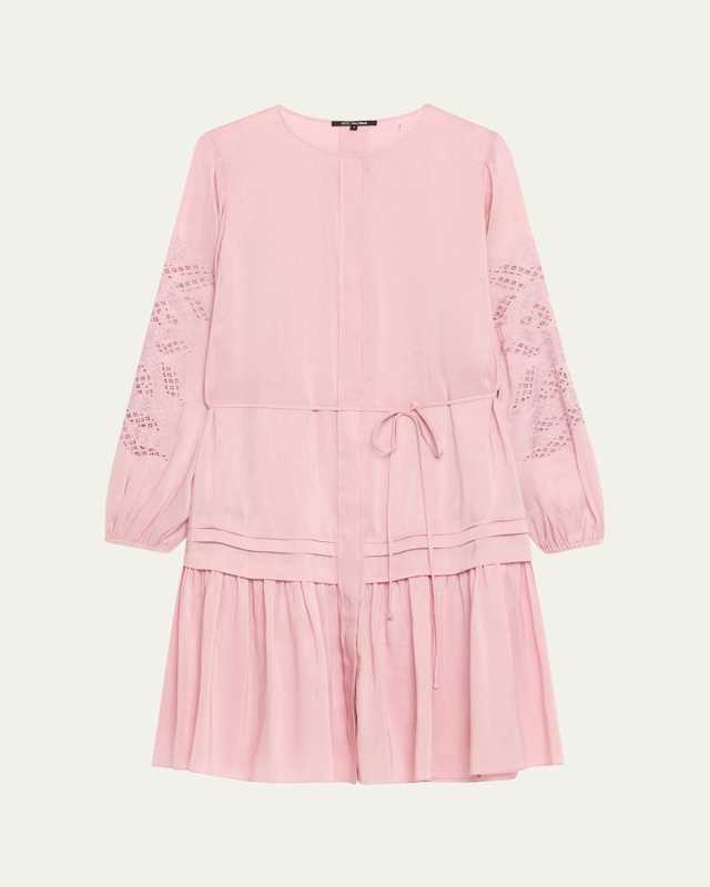 Carrie Eyelet-Embroidered Flounce Midi Dress